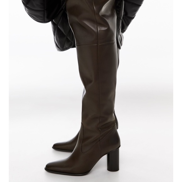 Leather over the knees boots.